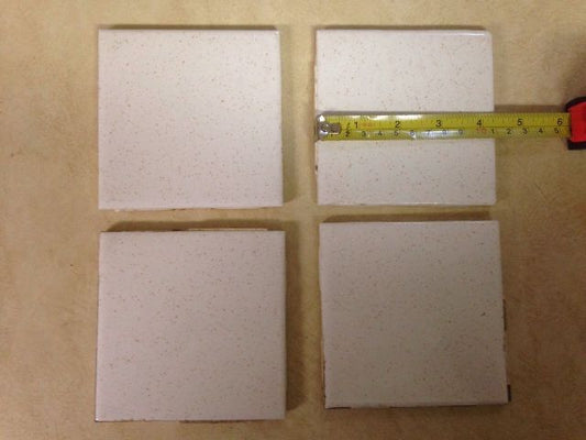 8 Vintage 4.25" Ceramic Bathroom Kitchen Tile White with Gold Speckle