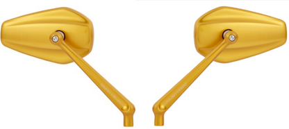 Arlen Ness Pair Gold Mini Stocker Forged Motorcycle Handlebar Mirrors for Harley