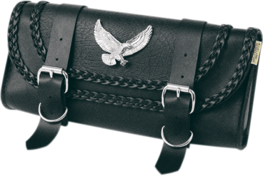 Willie & Max Braided Eagle Black Leather Universal Motorcycle Tool Pouch Harley