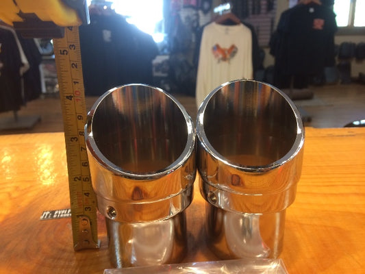 Vance & Hines Chrome Slash cut Motorcycle Exhaust End Caps fits Harley Davidson