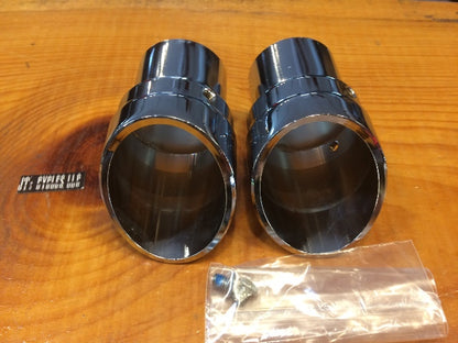 Vance & Hines Chrome Slash cut Motorcycle Exhaust End Caps fits Harley Davidson