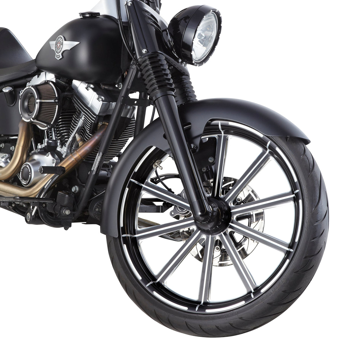 Arlen Ness Black Fork Hot Legs Deep Cut Single Disc for 2008-2013 Harley Touring